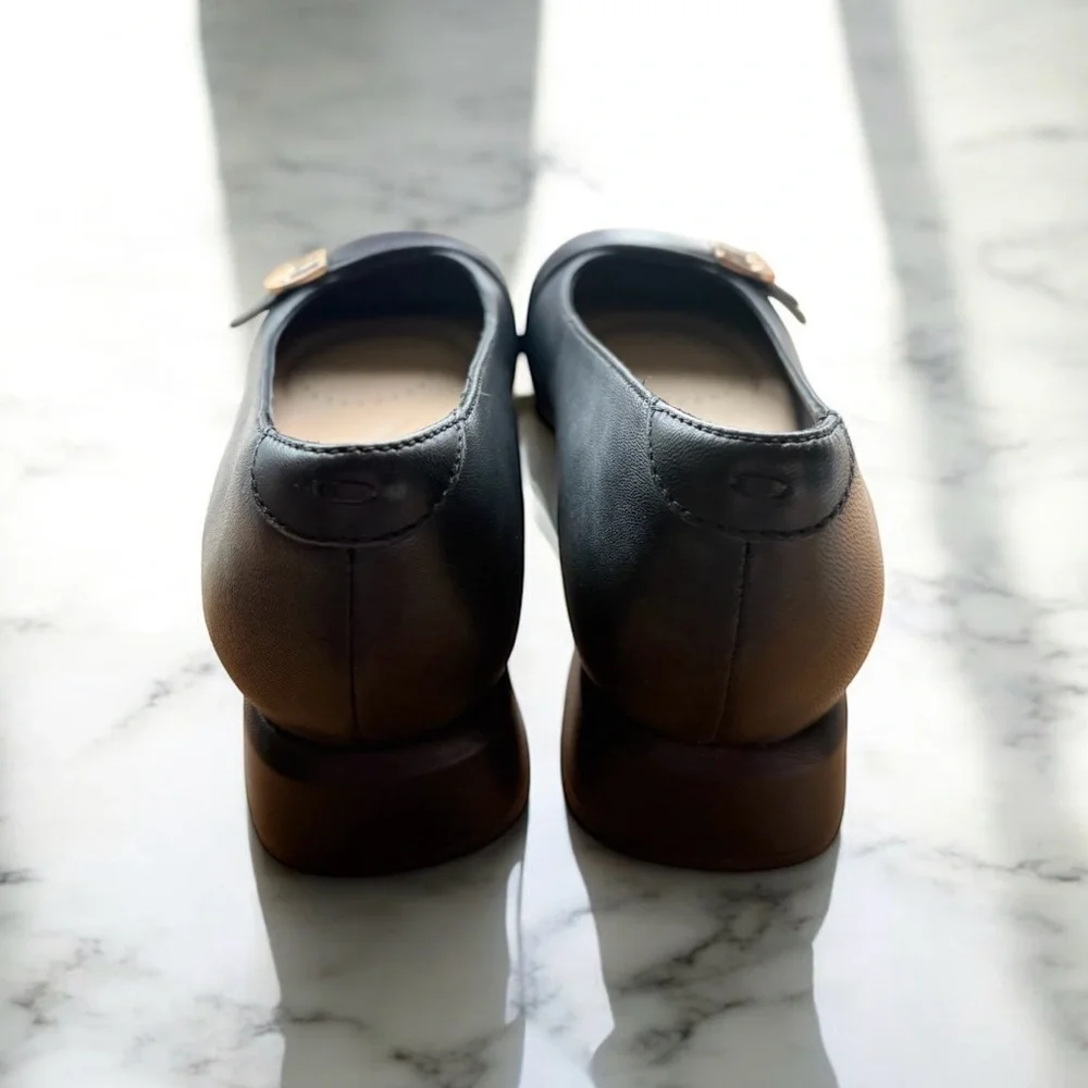 Clarks Women's Navy Loafers with Buckle Detail - Picture 4 of 4